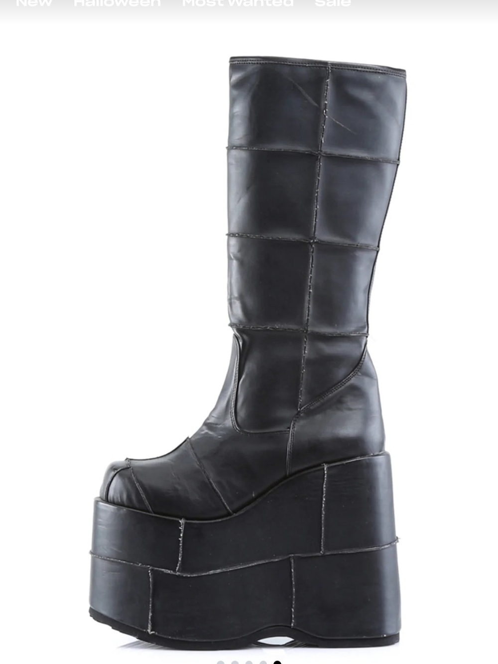 Demonia Black Quilted Knee-High Platform Boots